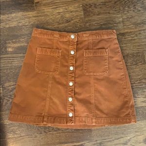 Corduroy button down skirt